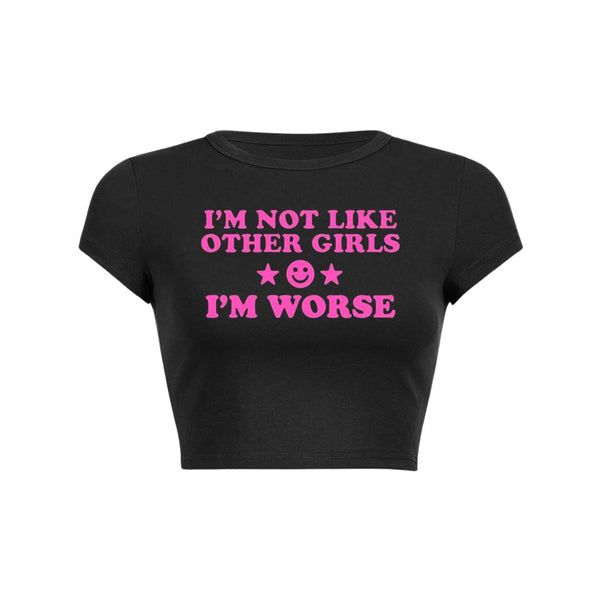 Im Worse Y2K Baby Tee Crop Top