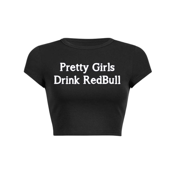 Camiseta corta para bebé Pretty Girls Drink Redbull Y2K