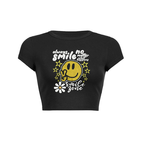 Always smile no matter what happens floral graphic print Baby Tee