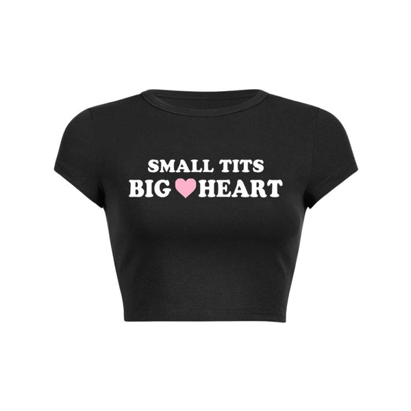 Small But Big Heart Y2K Baby Tee Crop Top