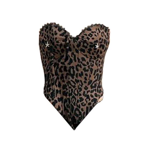 Leopard print sweetheart neck tube top