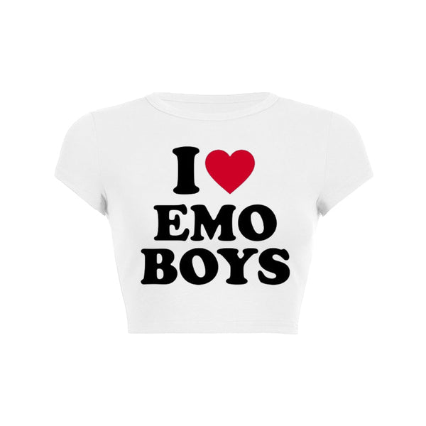 I Love Emo Boys Y2K Baby Tee