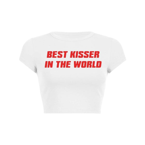 Best Kisser In The World Y2K Baby Tee Crop Top