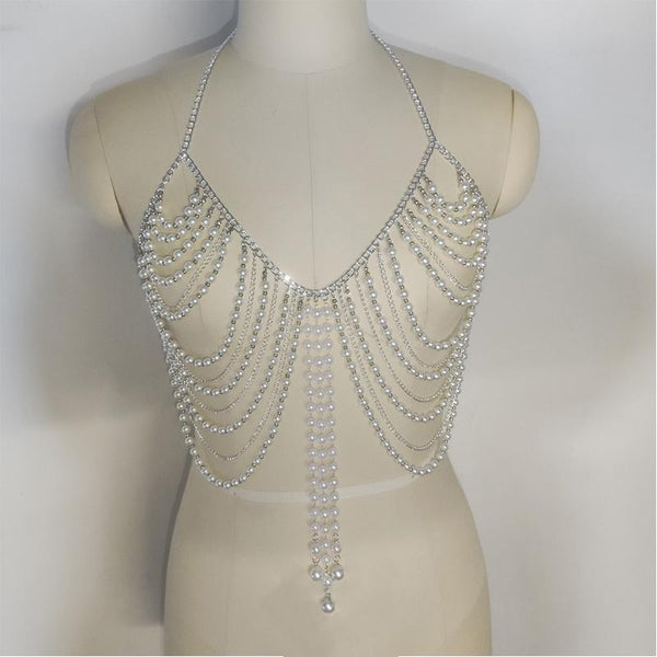 Halter hollow out beaded crop top