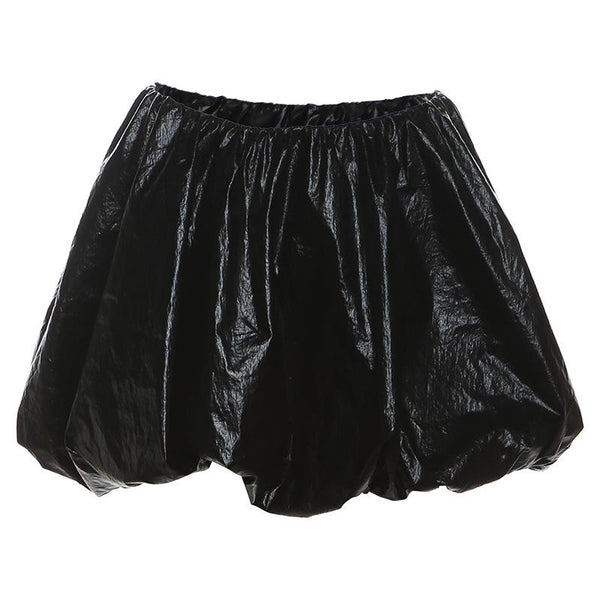 PU leather solid mini skirt