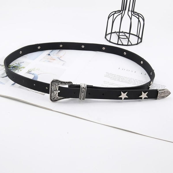 Star PU leather adjustable belt