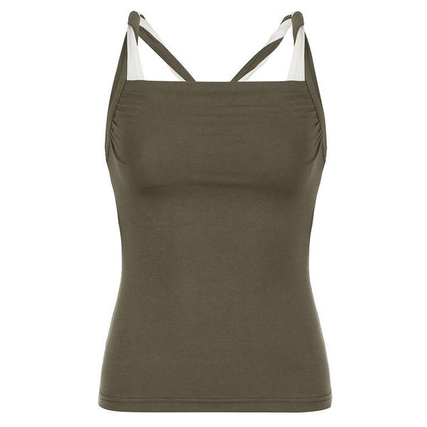 Square neck ruched o ring cami top