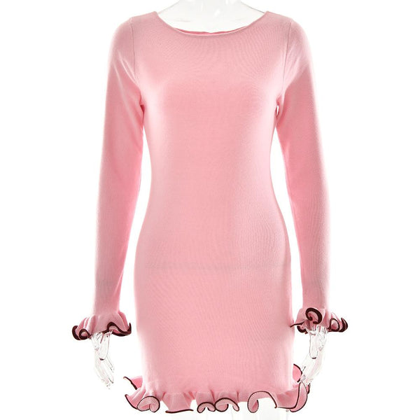 Long sleeve ruffle mini dress