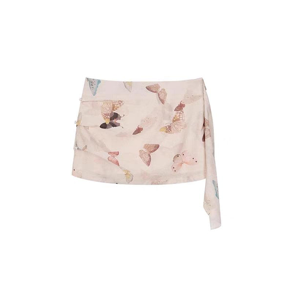 A line butterfly print mini skirt