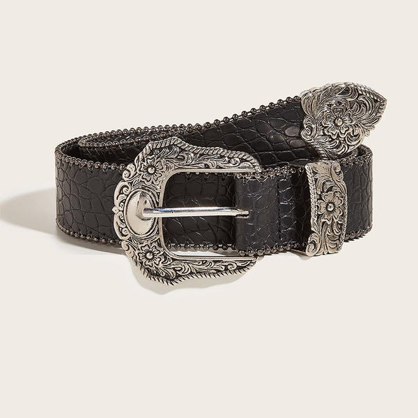 PU leather beaded adjustable belt