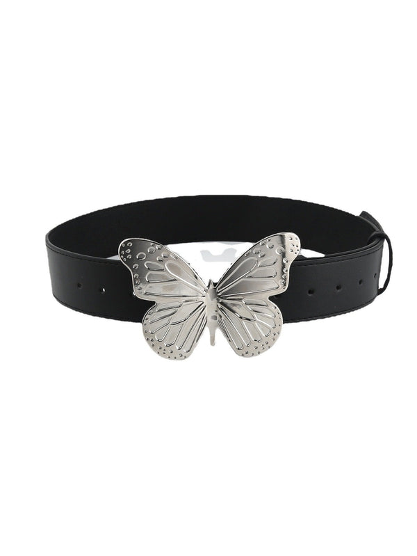 Butterfly decor PU leather belt
