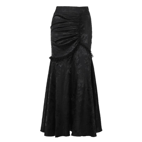 Lace hem ruched maxi skirt