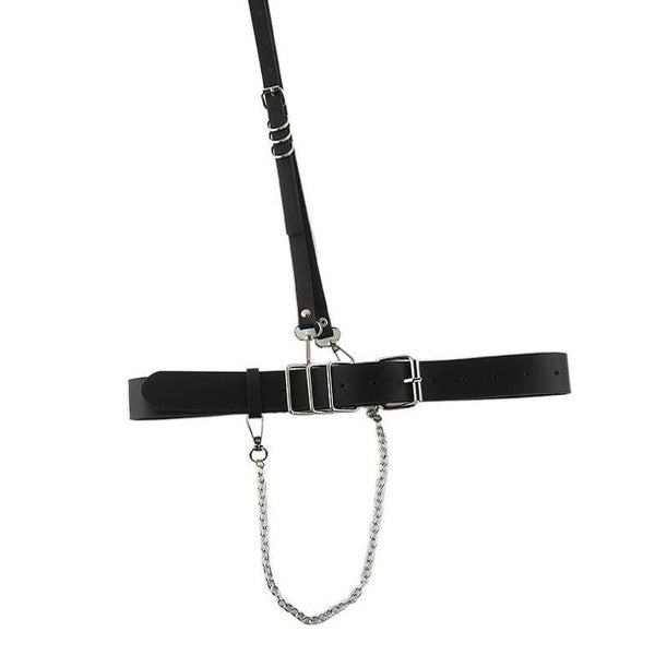 Buckle PU leather metal chain adjustable belt