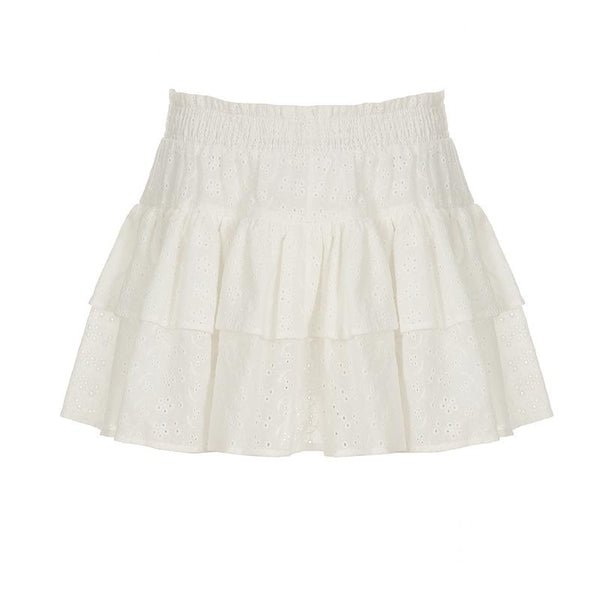 A line hollow out solid mini skirt