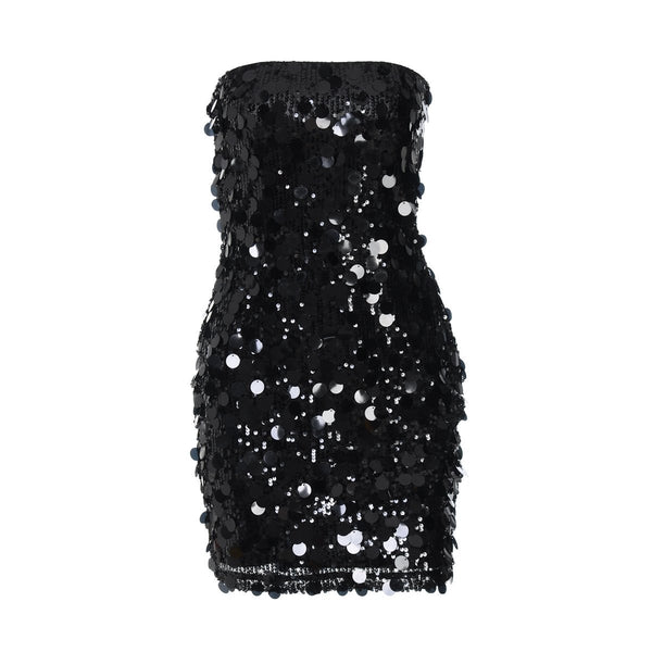 Glitter backless tube mini dress