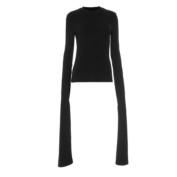 Long sleeve crewneck solid slit top