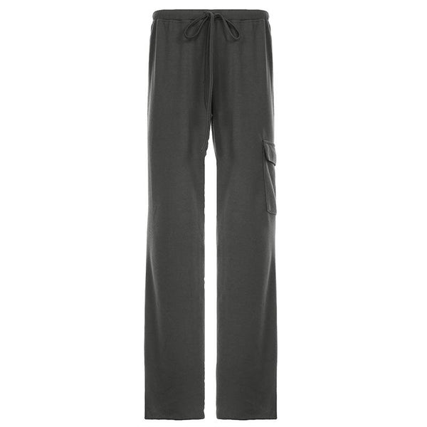 Pocket self tie low rise straight leg pant