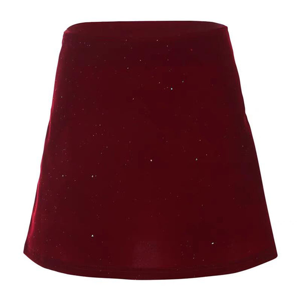 A line glitter solid mini skirt