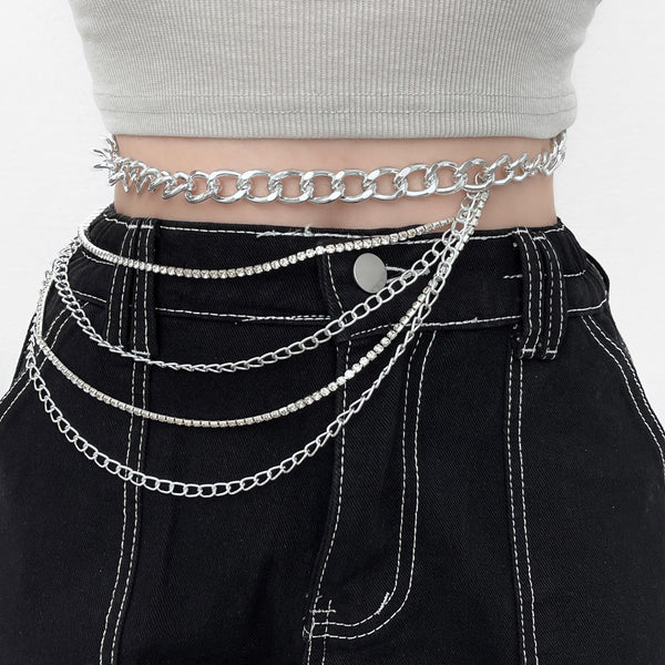 Metal layered waist chain