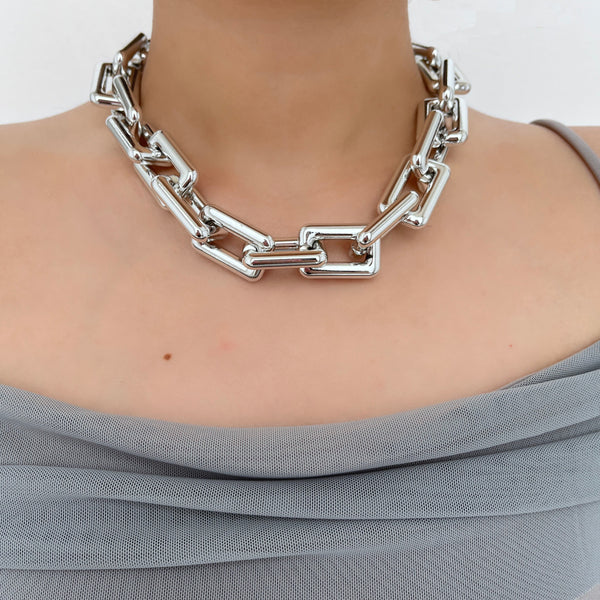 Metal chain solid chocker necklace