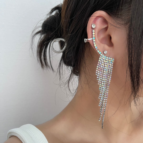 Tassels rhinestone pendant irregular earrings