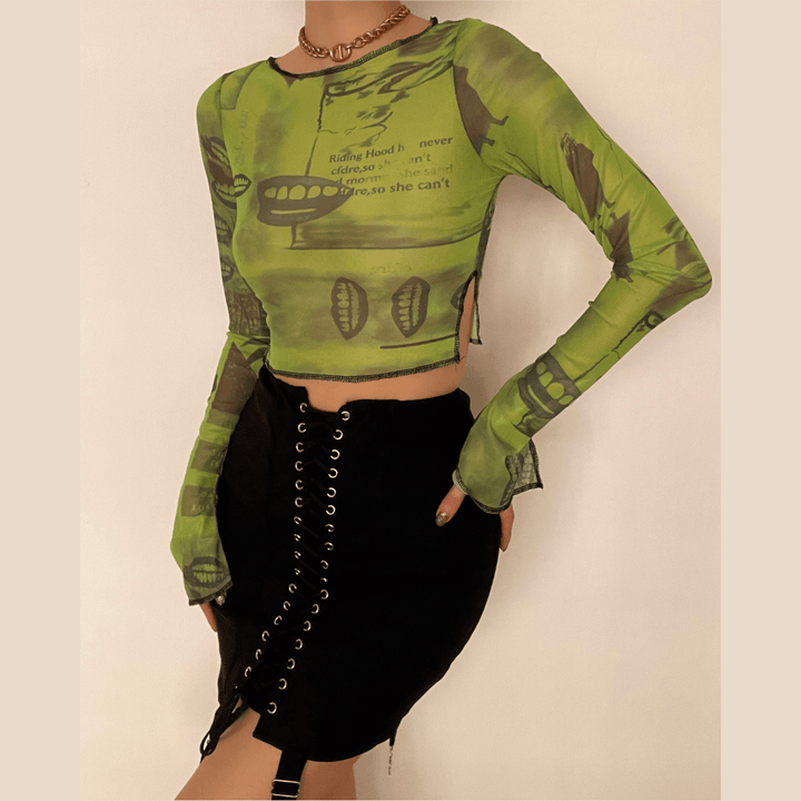 Lace up front high waist vintage skirt - Halibuy