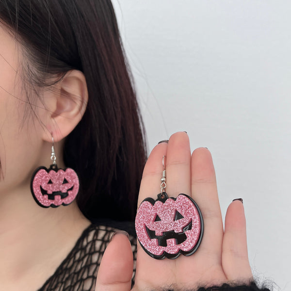Pumpkin shape pendant drop earrings