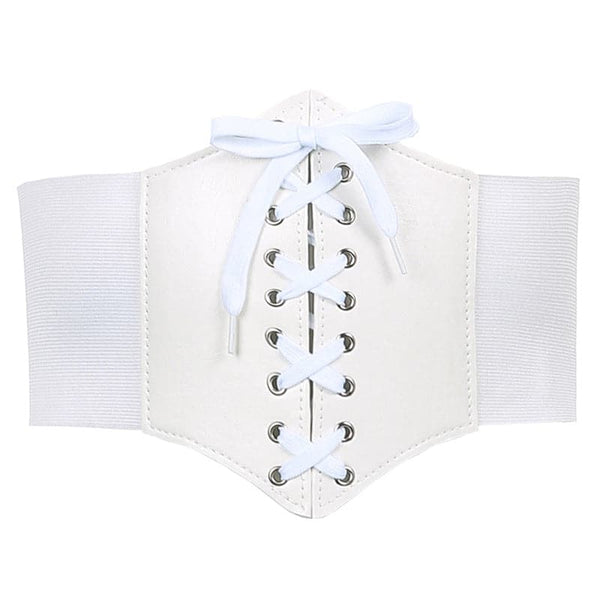 Lace up solid PU leather corset belt