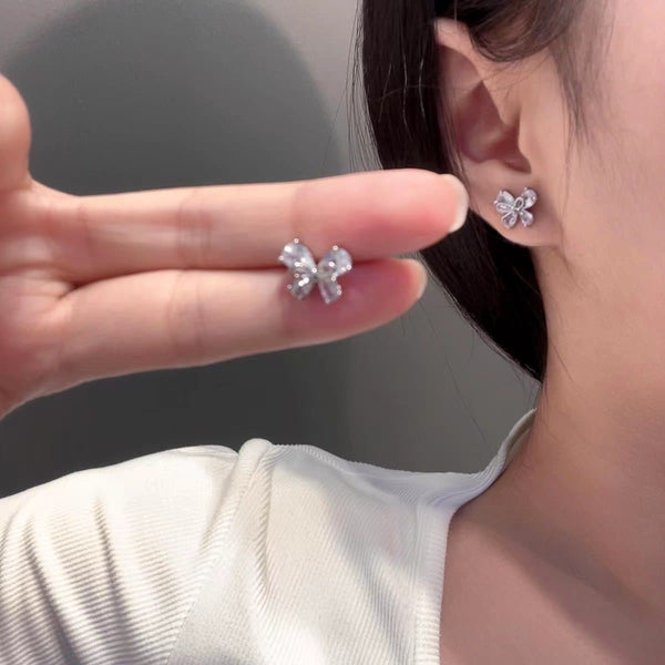 Stone bowknot earrings