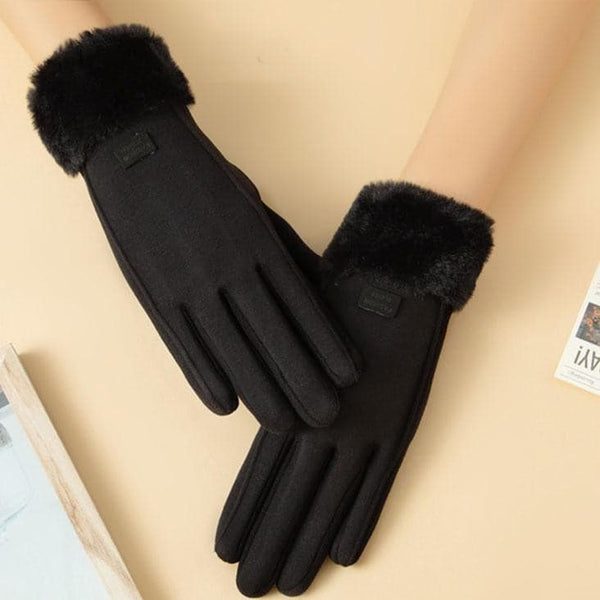 Touch screen windproof tag fluffy gloves