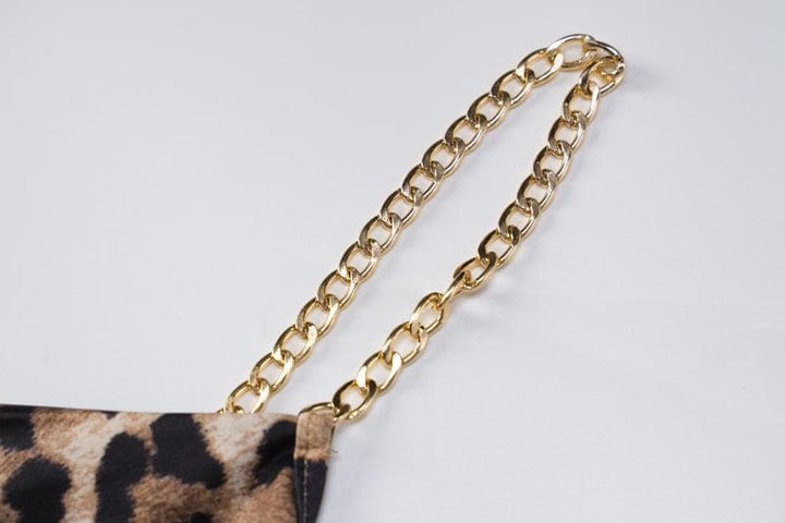Cowl neck metal chain high slit open back maxi dress - Halibuy
