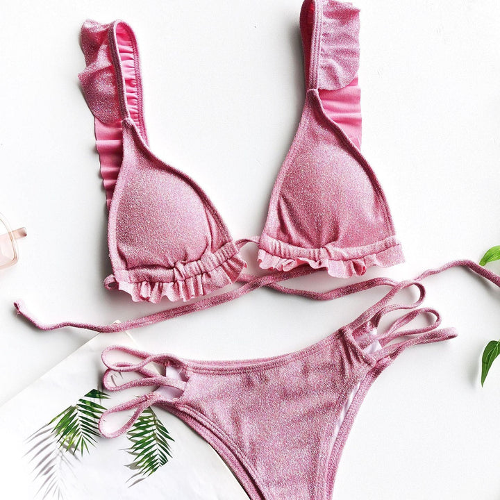 Ruffled glitter bikini - Halibuy