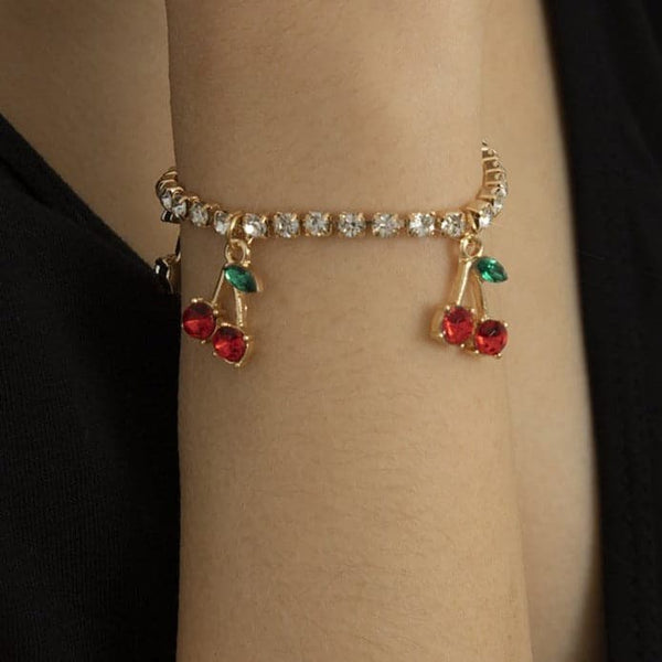 Cherry rhinestone bracelet