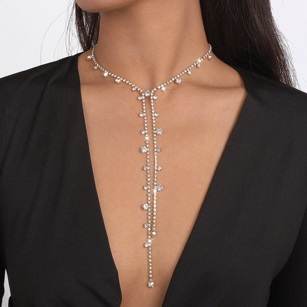 Rhinestone stone choker necklace