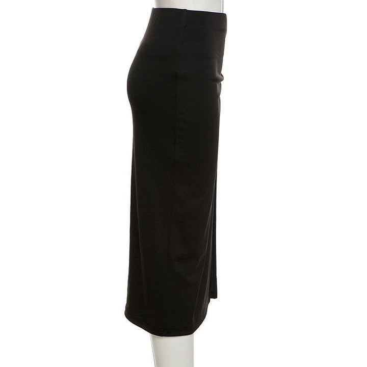 Solid high slit ruched pins midi skirt - Halibuy