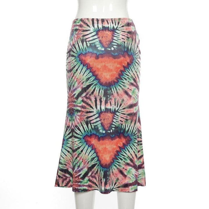 Tie Dye midi skirt - Halibuy