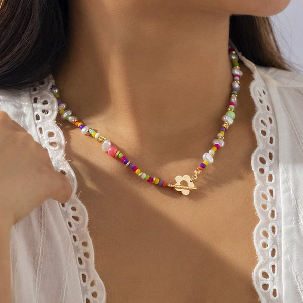 Beaded irregular multicolor necklace