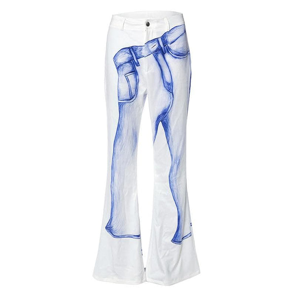 Contrast abstract pocket jeans
