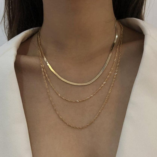 Layered snake chain necklace