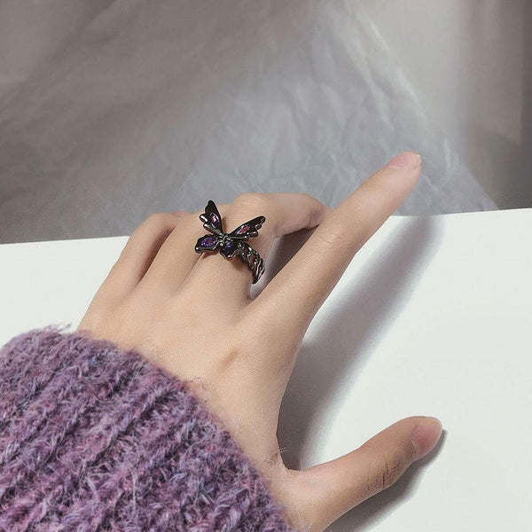 Butterfly pendant chain open ring