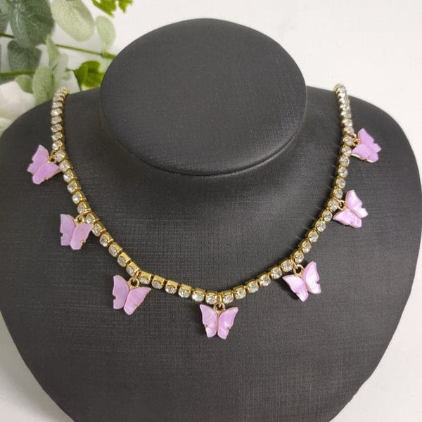 Butterfly pendant choker necklace