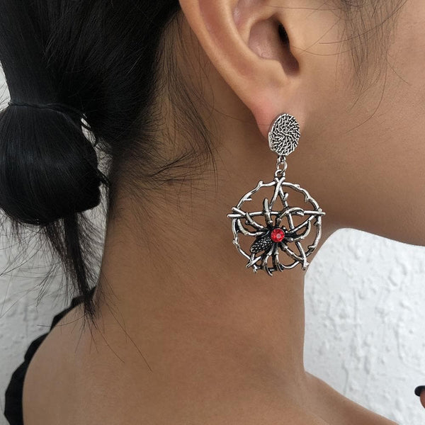 Spider stone drop earrings