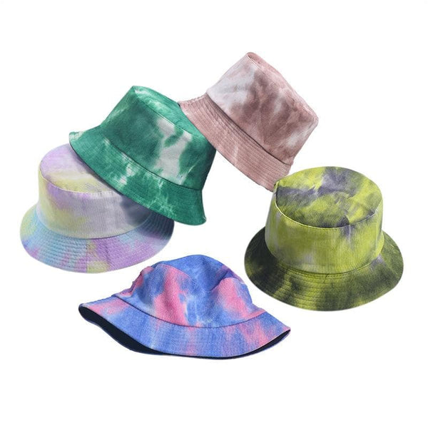 Tie dye print corduroy fisherman bucket hat