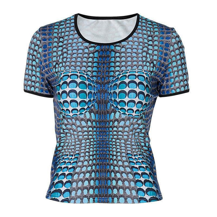 Wave point print short sleeve top - Halibuy