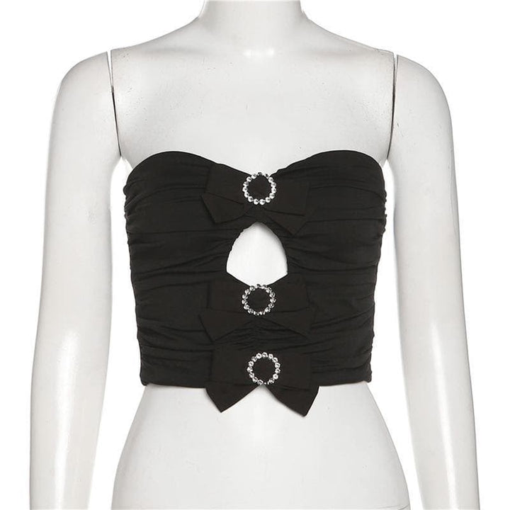 Hollow out bowknot tube top - Halibuy