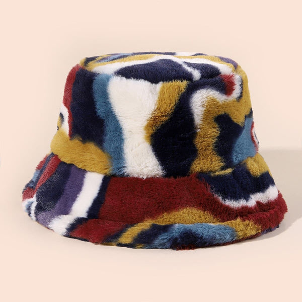 Multicolor fluffy fisherman bucket hat