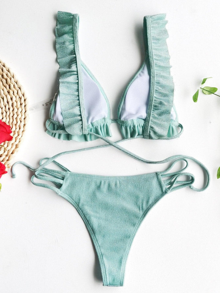 Ruffled glitter bikini - Halibuy